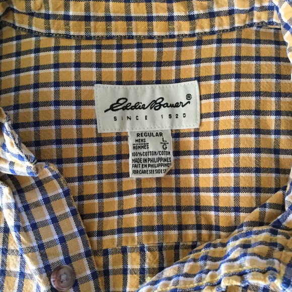 Eddie Bauer long-sleeved blue/yellow checked shirt - Picture 4 of 4